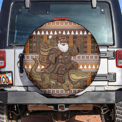 Mali Christmas Santa Nile Crocodile Spare Tire Cover Bogolanfini Mudcloth Inspired