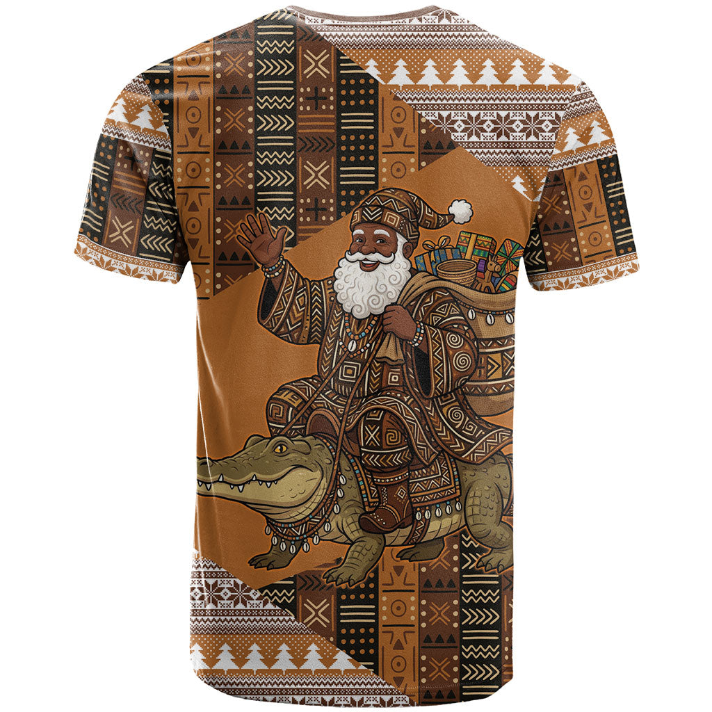Mali Christmas Santa Nile Crocodile T shirt Bogolanfini Mudcloth Inspired