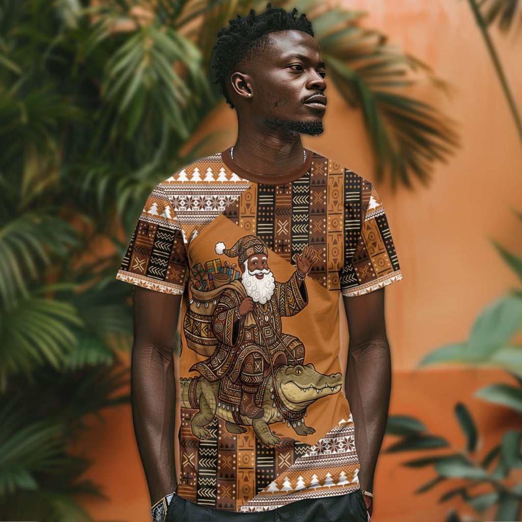 Mali Christmas Santa Nile Crocodile T shirt Bogolanfini Mudcloth Inspired