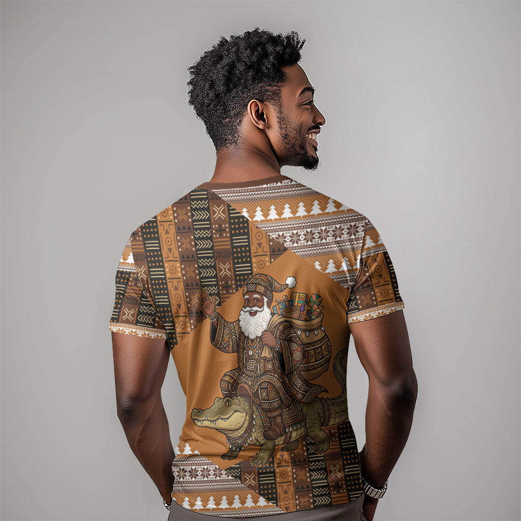 Mali Christmas Santa Nile Crocodile T shirt Bogolanfini Mudcloth Inspired