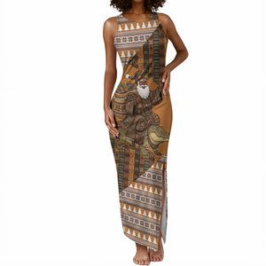 Mali Christmas Santa Nile Crocodile Tank Maxi Dress Bogolanfini Mudcloth Inspired