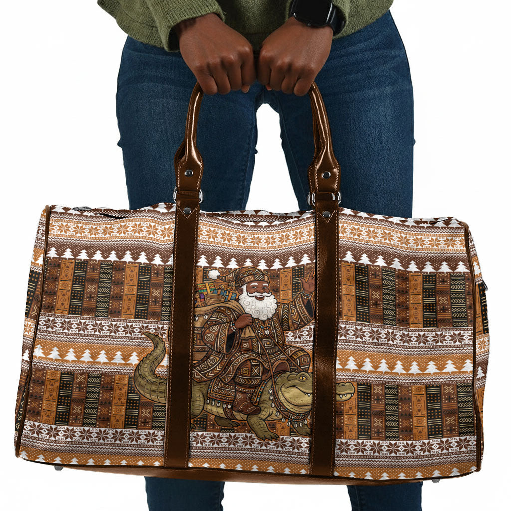 Mali Christmas Santa Nile Crocodile Travel Bag Bogolanfini Mudcloth Inspired