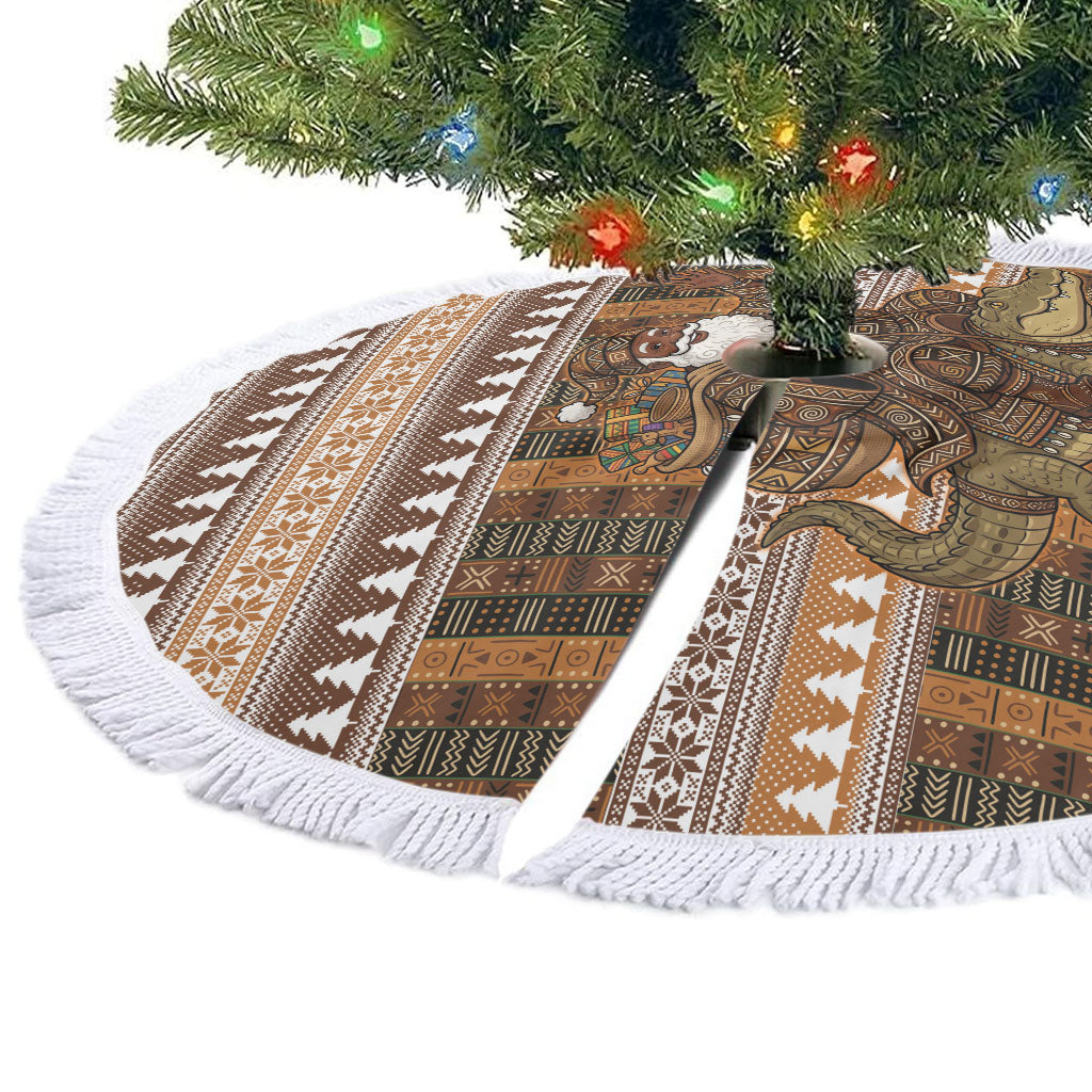Mali Christmas Santa Nile Crocodile Tree Skirt Bogolanfini Mudcloth Inspired