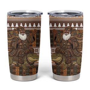 Mali Christmas Santa Nile Crocodile Tumbler Cup Bogolanfini Mudcloth Inspired