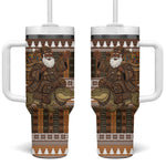 Mali Christmas Santa Nile Crocodile Tumbler With Handle Bogolanfini Mudcloth Inspired
