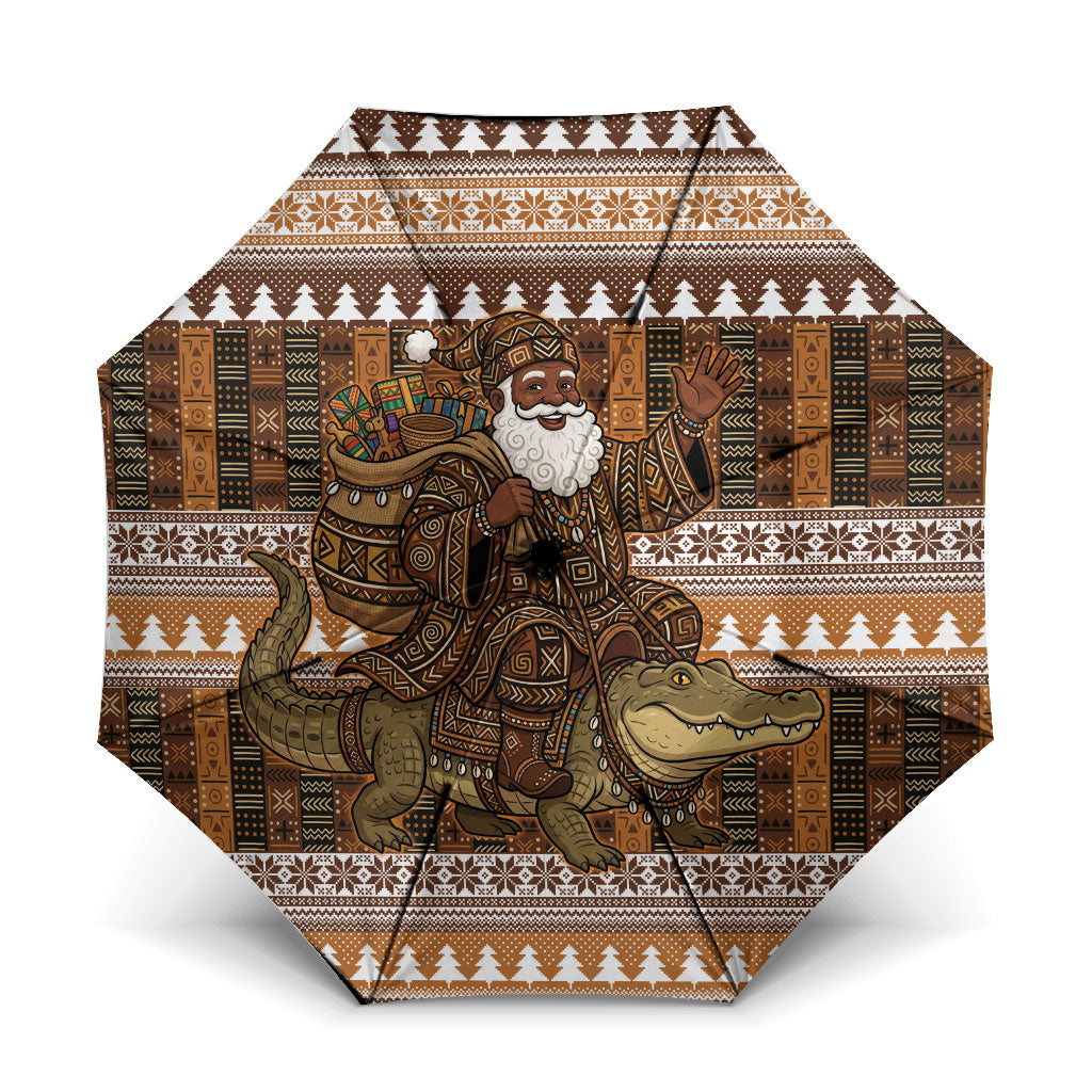 Mali Christmas Santa Nile Crocodile Umbrella Bogolanfini Mudcloth Inspired