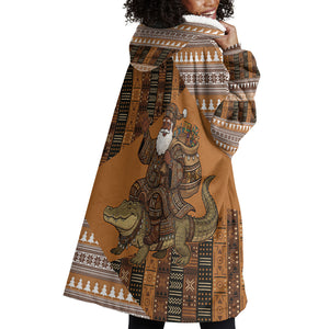Mali Christmas Santa Nile Crocodile Wearable Blanket Hoodie Bogolanfini Mudcloth Inspired
