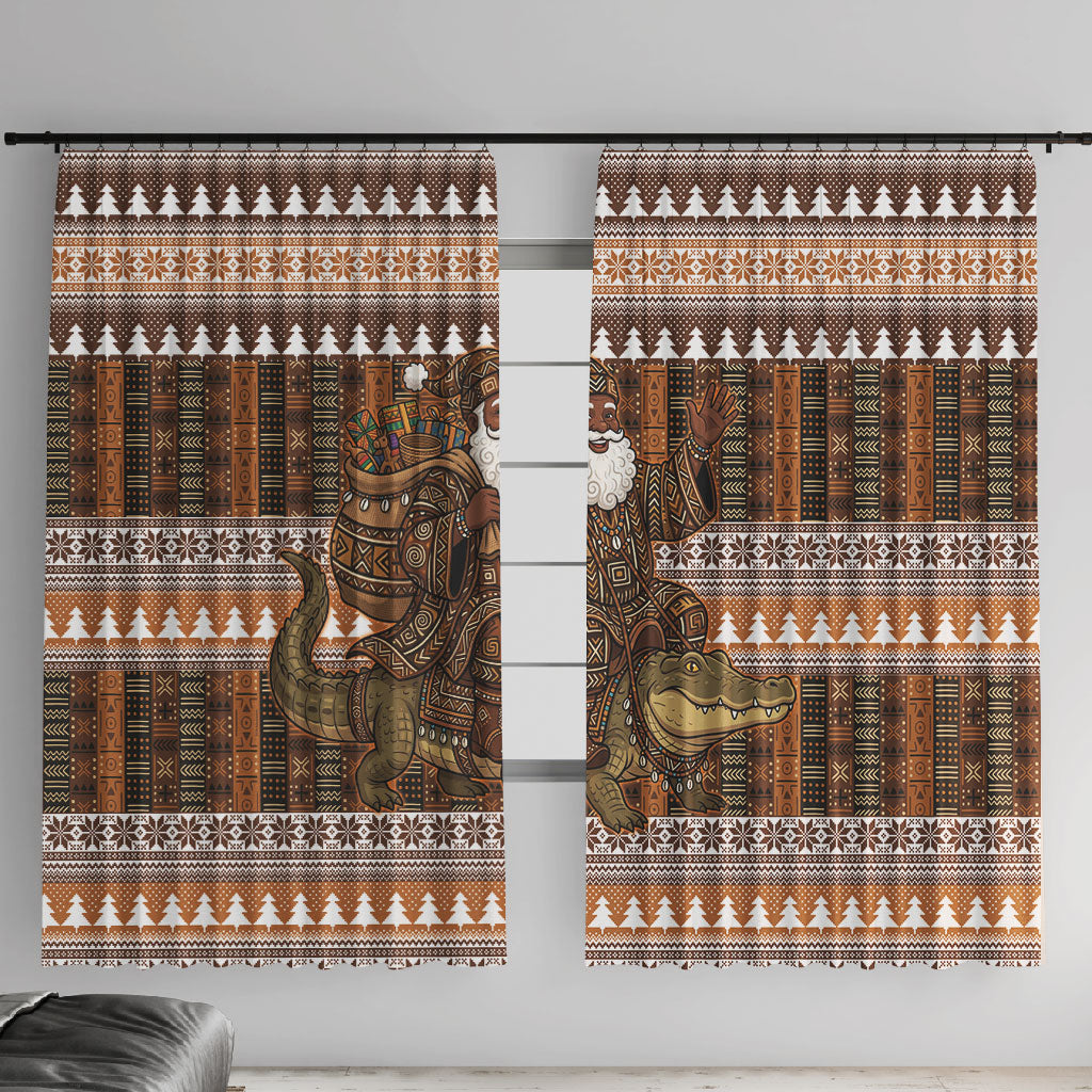 Mali Christmas Santa Nile Crocodile Window Curtain Bogolanfini Mudcloth Inspired