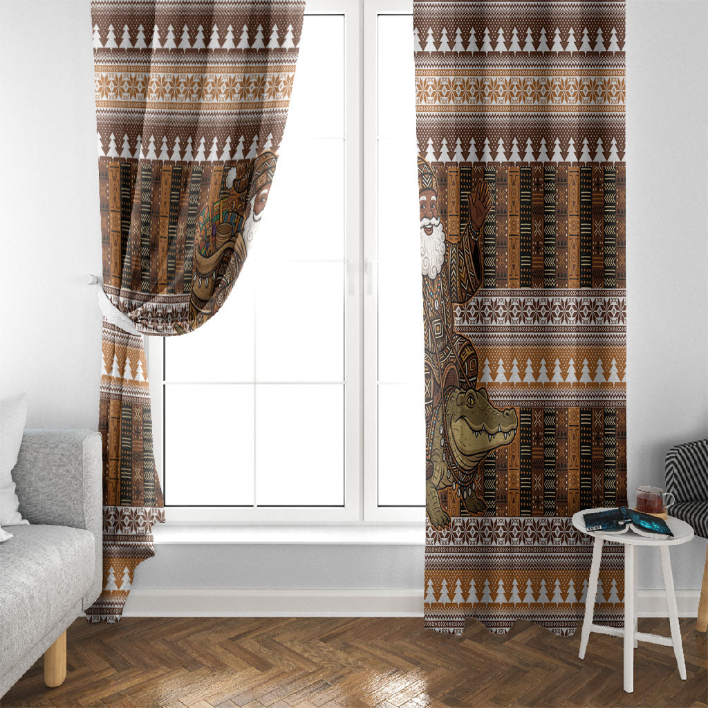 Mali Christmas Santa Nile Crocodile Window Curtain Bogolanfini Mudcloth Inspired