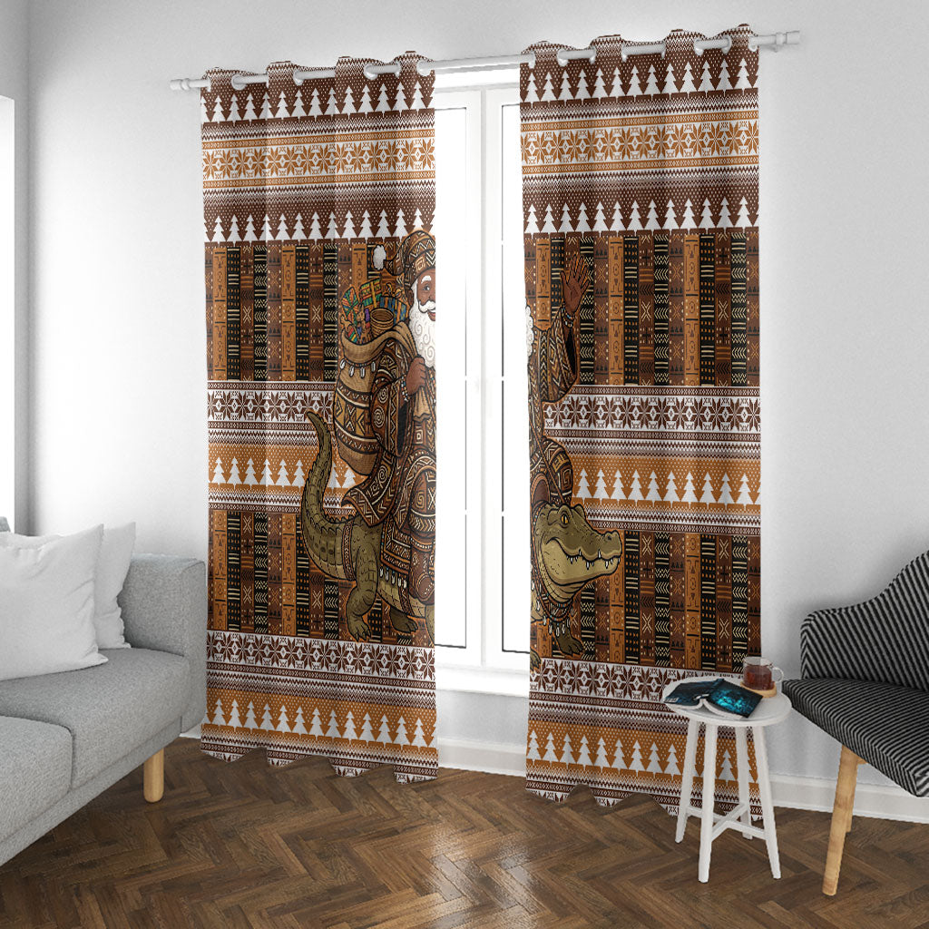 Mali Christmas Santa Nile Crocodile Window Curtain Bogolanfini Mudcloth Inspired