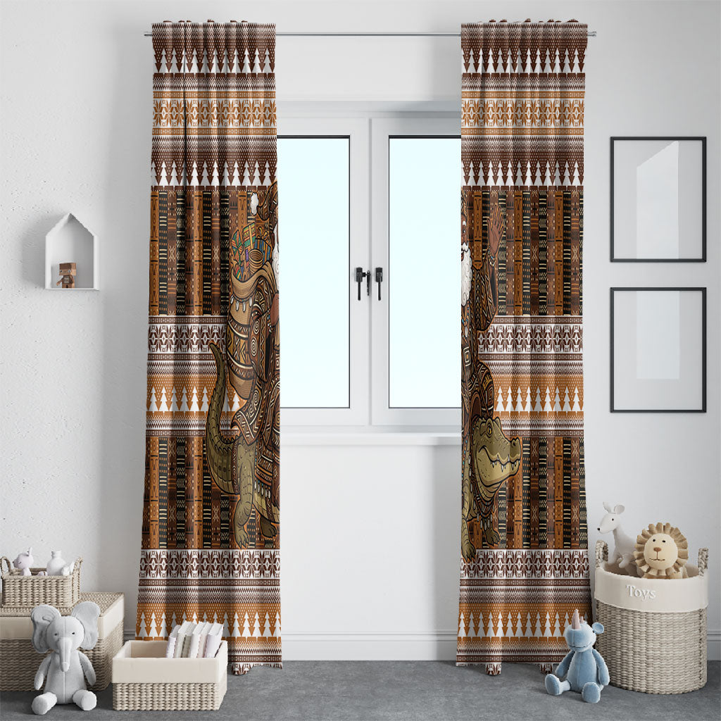 Mali Christmas Santa Nile Crocodile Window Curtain Bogolanfini Mudcloth Inspired