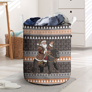 DR Congo Christmas Santa Gorilla Laundry Basket Kuba Inspired Geometric Pattern