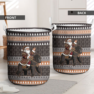 DR Congo Christmas Santa Gorilla Laundry Basket Kuba Inspired Geometric Pattern