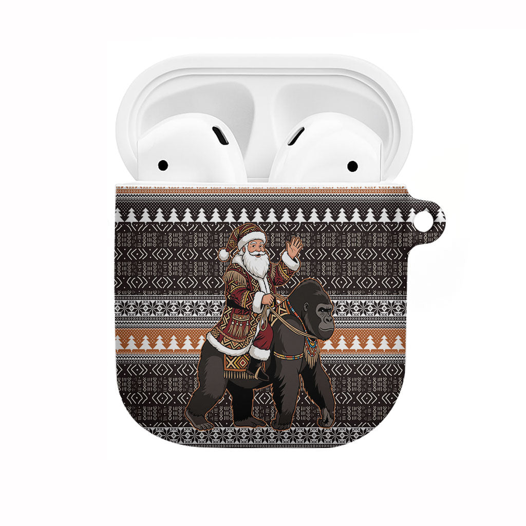 DR Congo Christmas Santa Gorilla AirPods Case Kuba Inspired Geometric Pattern