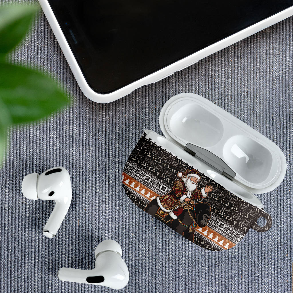 DR Congo Christmas Santa Gorilla AirPods Case Kuba Inspired Geometric Pattern