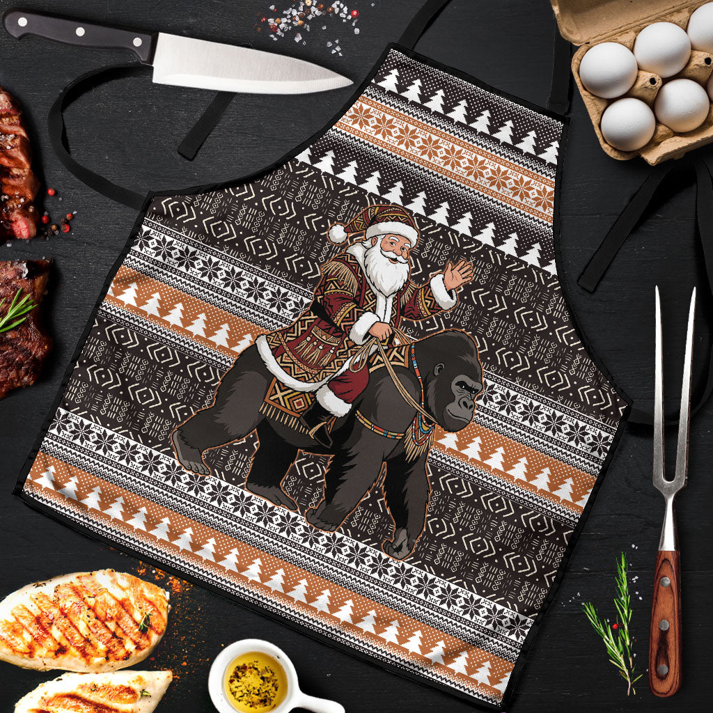 DR Congo Christmas Santa Gorilla Apron Kuba Inspired Geometric Pattern