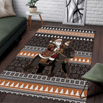 DR Congo Christmas Santa Gorilla Area Rug Kuba Inspired Geometric Pattern