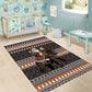 DR Congo Christmas Santa Gorilla Area Rug Kuba Inspired Geometric Pattern