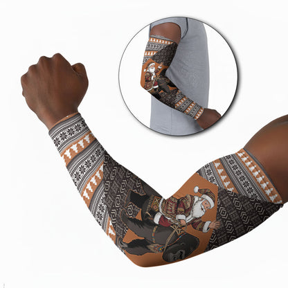 DR Congo Christmas Santa Gorilla Arm Sleeves Kuba Inspired Geometric Pattern