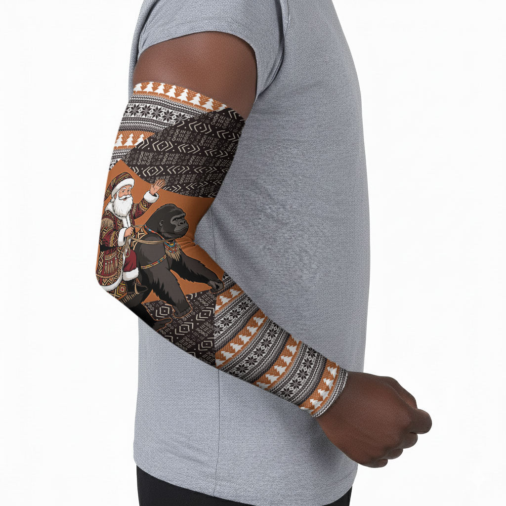 DR Congo Christmas Santa Gorilla Arm Sleeves Kuba Inspired Geometric Pattern