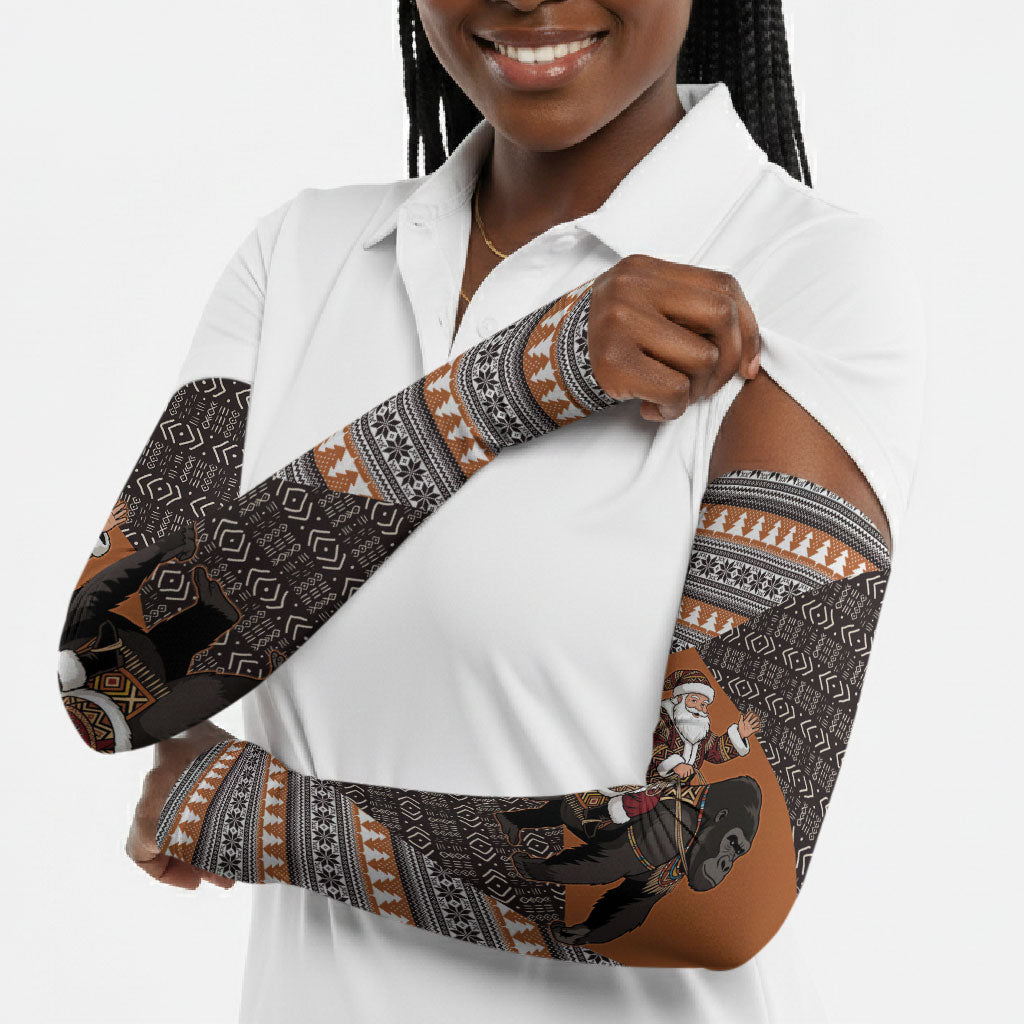 DR Congo Christmas Santa Gorilla Arm Sleeves Kuba Inspired Geometric Pattern