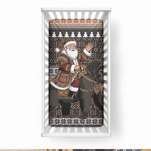 DR Congo Christmas Santa Gorilla Baby Bed Cover Kuba Inspired Geometric Pattern