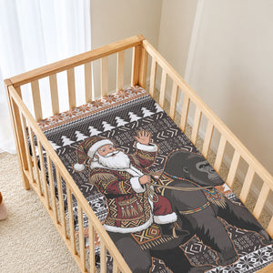 DR Congo Christmas Santa Gorilla Baby Bed Cover Kuba Inspired Geometric Pattern