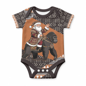 DR Congo Christmas Santa Gorilla Baby Onesie Kuba Inspired Geometric Pattern