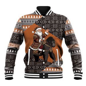 DR Congo Christmas Santa Gorilla Baseball Jacket Kuba Inspired Geometric Pattern