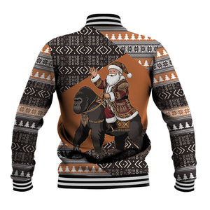 DR Congo Christmas Santa Gorilla Baseball Jacket Kuba Inspired Geometric Pattern