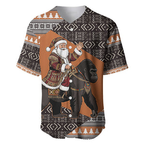 DR Congo Christmas Santa Gorilla Baseball Jersey Kuba Inspired Geometric Pattern