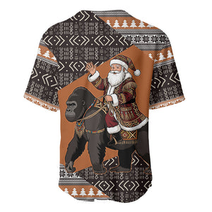 DR Congo Christmas Santa Gorilla Baseball Jersey Kuba Inspired Geometric Pattern