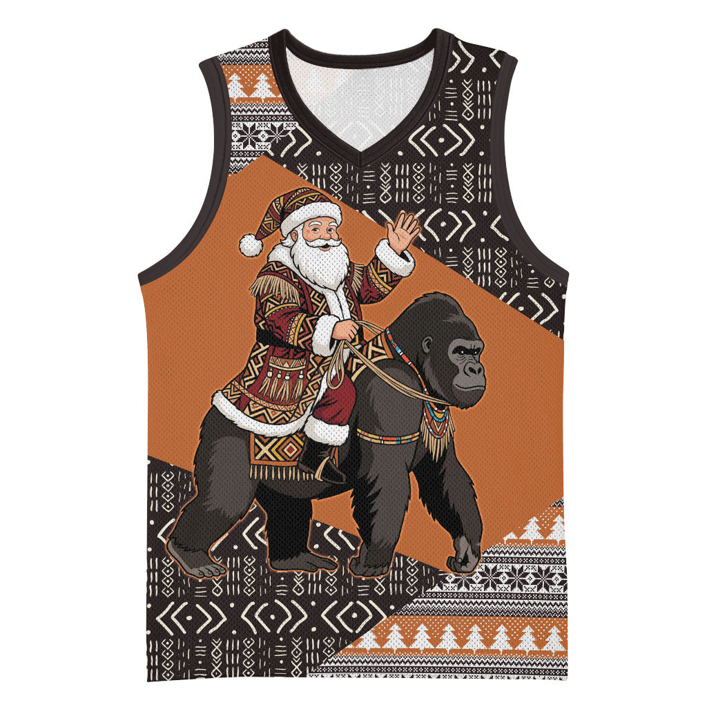 DR Congo Christmas Santa Gorilla Basketball Jersey Kuba Inspired Geometric Pattern