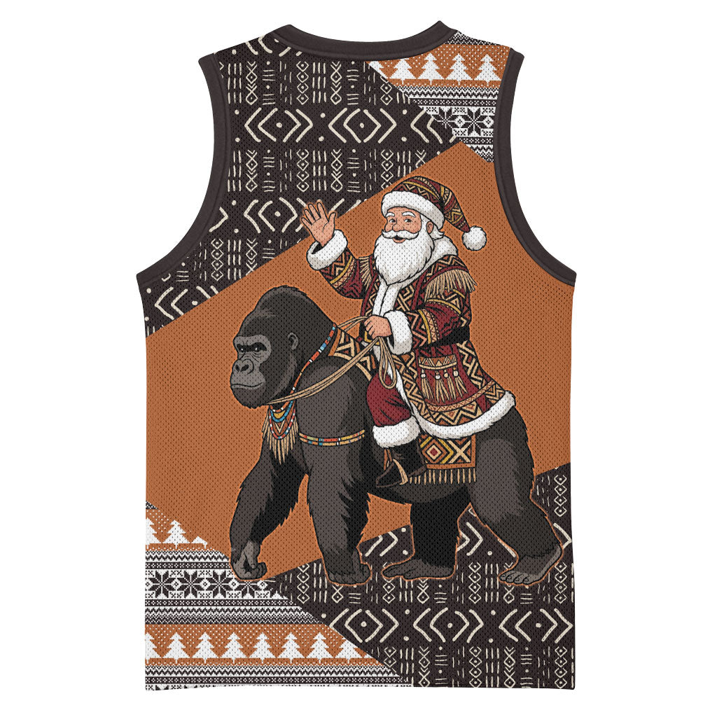 DR Congo Christmas Santa Gorilla Basketball Jersey Kuba Inspired Geometric Pattern