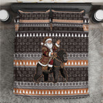 DR Congo Christmas Santa Gorilla Bedding Set Kuba Inspired Geometric Pattern