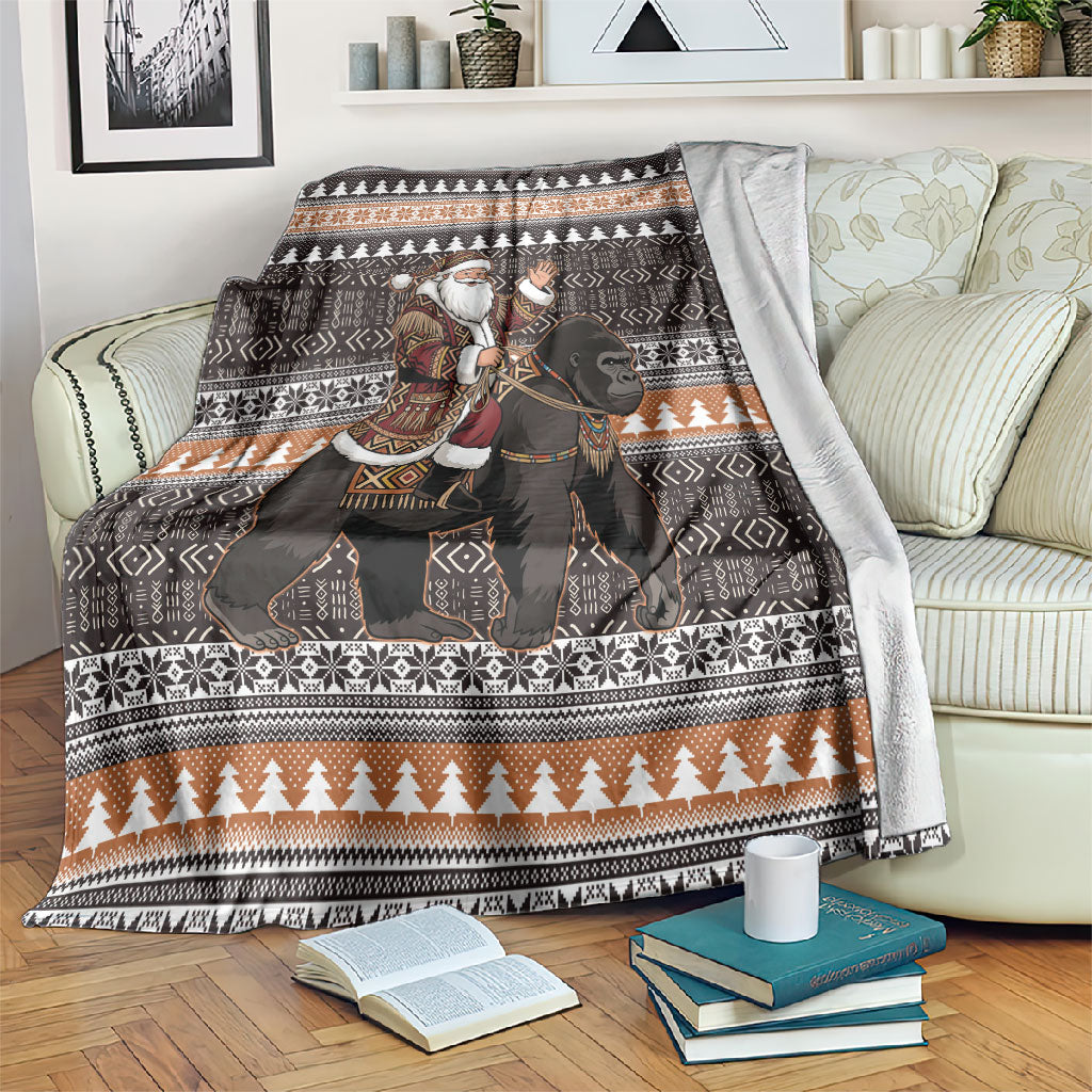 DR Congo Christmas Santa Gorilla Blanket Kuba Inspired Geometric Pattern