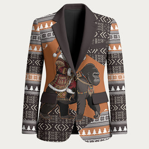 DR Congo Christmas Santa Gorilla Blazer Kuba Inspired Geometric Pattern