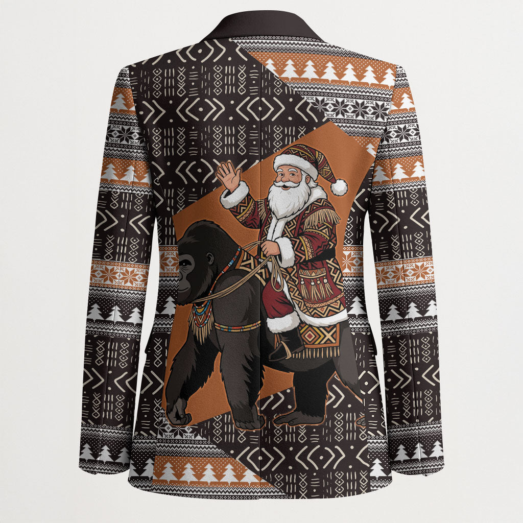 DR Congo Christmas Santa Gorilla Blazer Kuba Inspired Geometric Pattern
