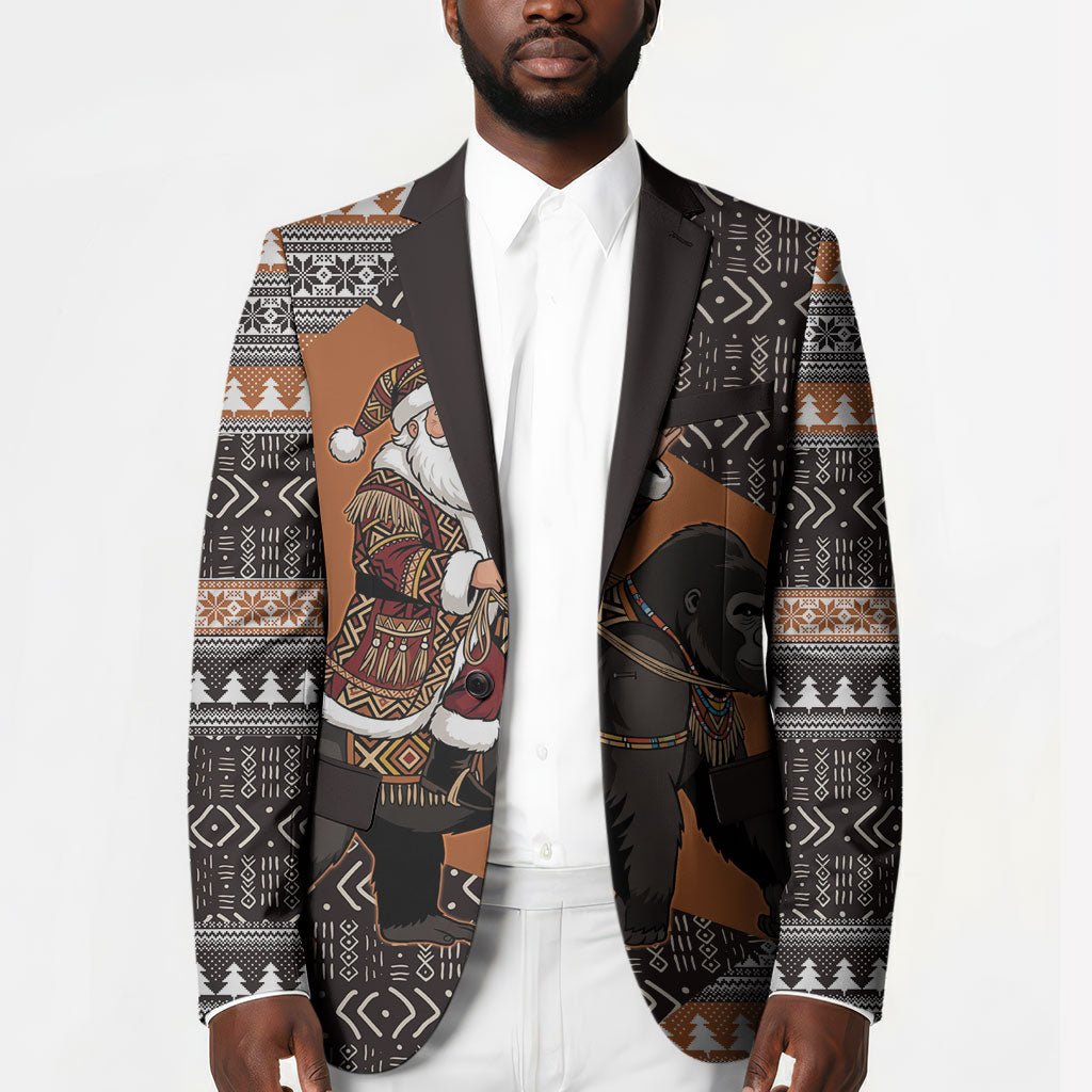 DR Congo Christmas Santa Gorilla Blazer Kuba Inspired Geometric Pattern