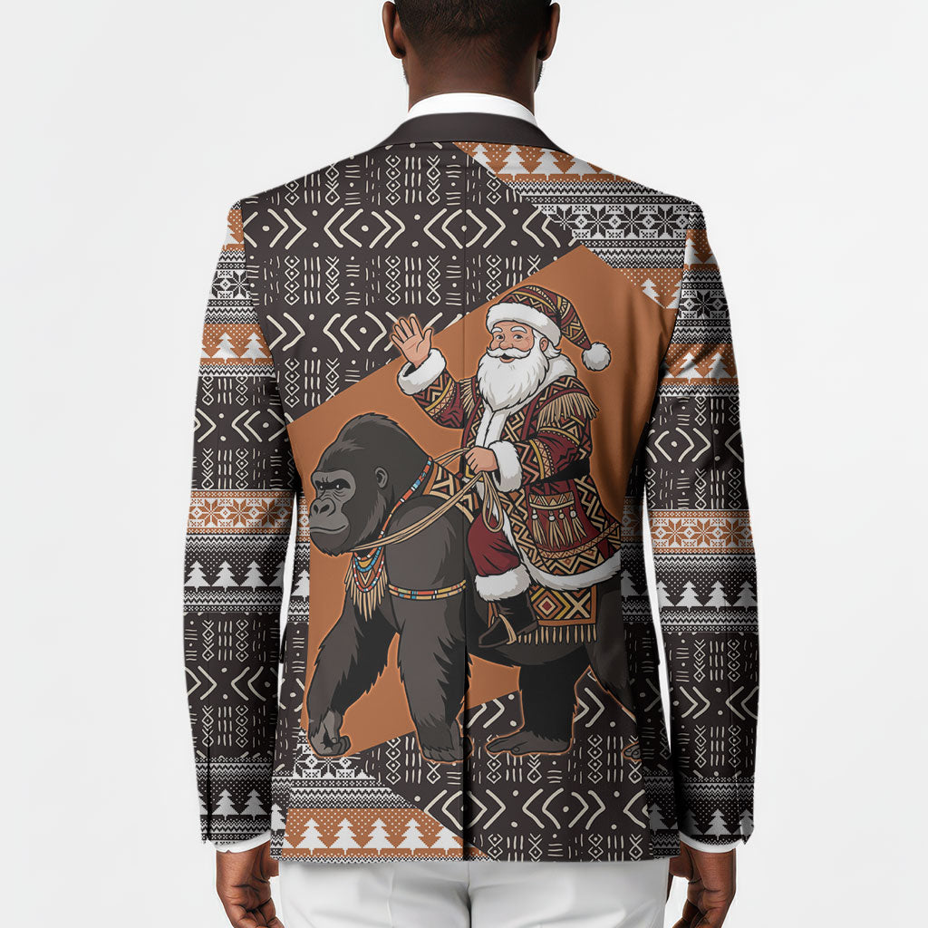 DR Congo Christmas Santa Gorilla Blazer Kuba Inspired Geometric Pattern