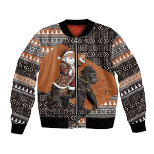 DR Congo Christmas Santa Gorilla Bomber Jacket Kuba Inspired Geometric Pattern
