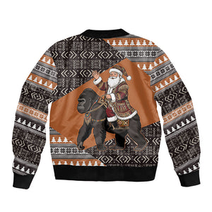DR Congo Christmas Santa Gorilla Bomber Jacket Kuba Inspired Geometric Pattern