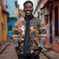 DR Congo Christmas Santa Gorilla Bomber Jacket Kuba Inspired Geometric Pattern