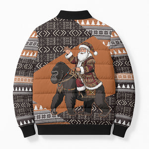 DR Congo Christmas Santa Gorilla Bomber Puffer Jacket Kuba Inspired Geometric Pattern