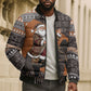 DR Congo Christmas Santa Gorilla Bomber Puffer Jacket Kuba Inspired Geometric Pattern