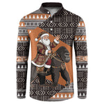 DR Congo Christmas Santa Gorilla Button Sweatshirt Kuba Inspired Geometric Pattern