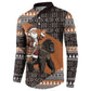 DR Congo Christmas Santa Gorilla Button Sweatshirt Kuba Inspired Geometric Pattern