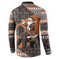 DR Congo Christmas Santa Gorilla Button Sweatshirt Kuba Inspired Geometric Pattern