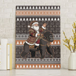 DR Congo Christmas Santa Gorilla Canvas Wall Art Kuba Inspired Geometric Pattern
