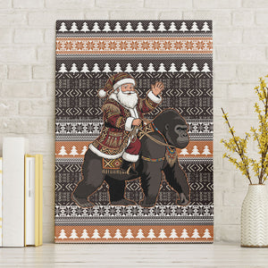 DR Congo Christmas Santa Gorilla Canvas Wall Art Kuba Inspired Geometric Pattern